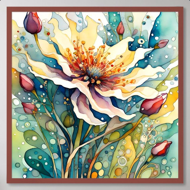 Poster La grâce naturelle dans la peinture Abstraite capt (Nature Grace in Abstract Captivate Flower Painting)