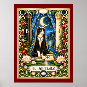 Poster La Grande Prêtresse Cat Tarot - Sagesse Intérieure