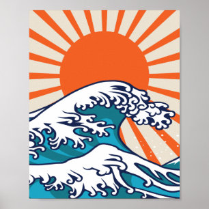 Poster La Grande vague au large de Kanagawa, vague japona