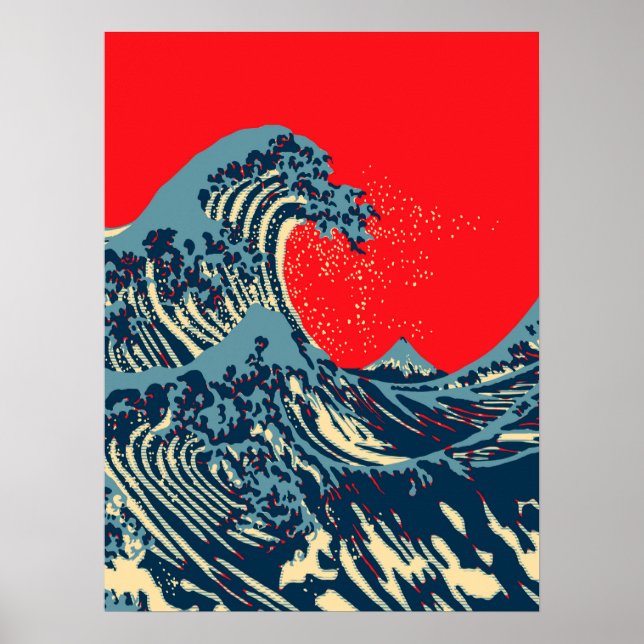 Poster La Grande vague de Hokusai dans un style dynamique (Devant)