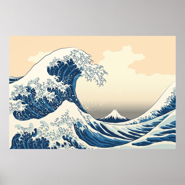 Poster La grande vague de la reproduction de peinture de  (Devant)