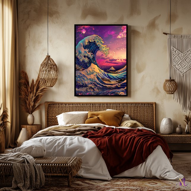 Poster La Grande vague Synthwave Cyberpunk Artwork (Créateur téléchargé)