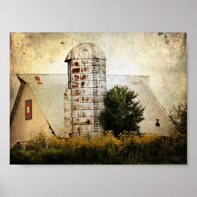Poster La Grange Quilt, Silo et Sunflower (Devant)