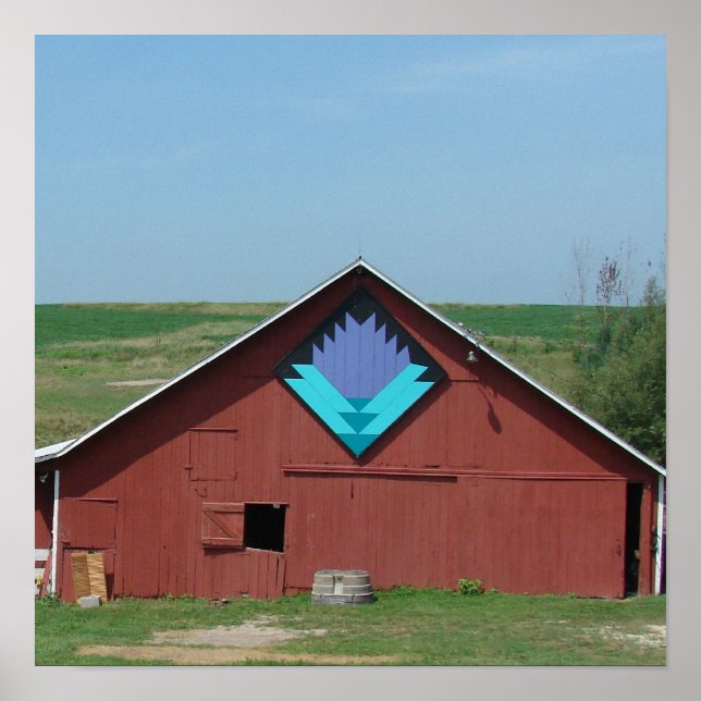 Poster La grange rouge avec la courtepointe (Devant)
