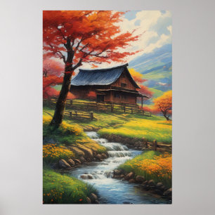 Poster La grange rustique et la mélodie du ruisseau