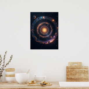 Poster La Gravité des Formes – Abstrait Géométrique Cosmi