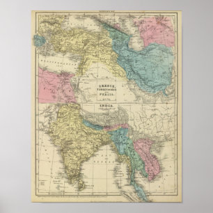 Poster La Grèce, Turquie, Perse, Inde