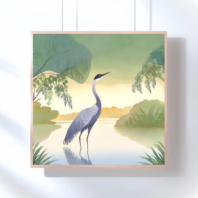Poster La grue | Aquarelle Bel oiseau (Créateur téléchargé)