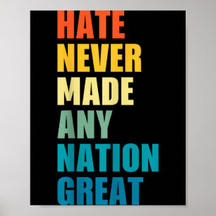 Poster La haine n'a jamais rendu une nation grande Anti-t