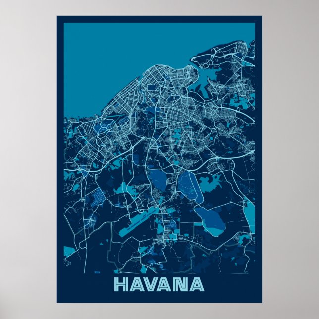 Poster La Havane - Cuba Carte de la ville de paix (Devant)