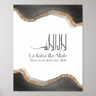 Poster La ilaha illa-ALLAH Shahada Calligra arabe moderne