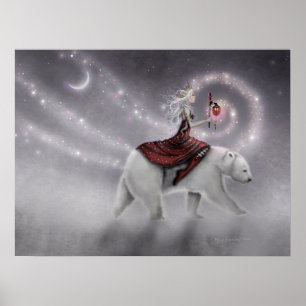 Poster La Jeune Fille de Voyage Chevauchant un Ours Polai