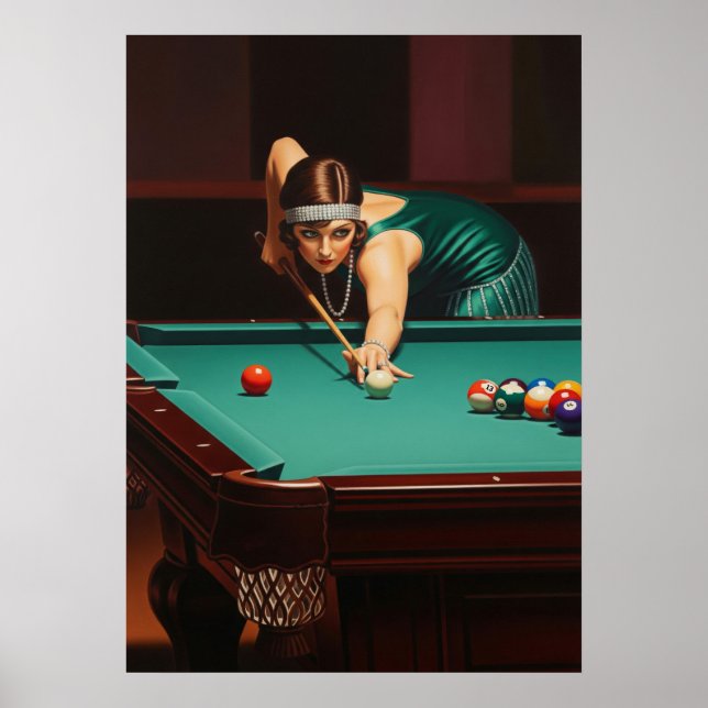 Poster LA JOUEUSE DE BILLARD (Joueur de billard) (Devant)