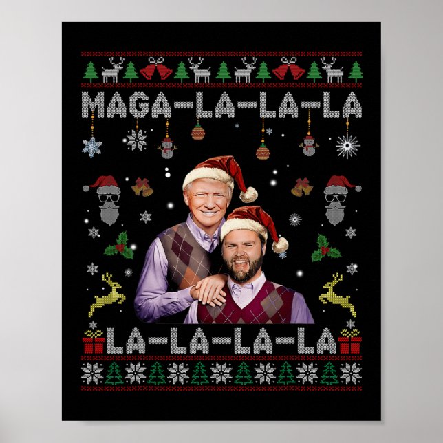 Poster La La Donald Trump Potus 47 Swea de Noël laid (Devant)