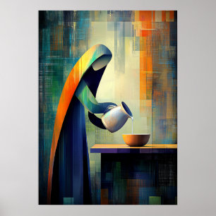 Poster La Laitière - Cubiste Inspirée de Vermeer