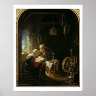 Poster La leçon biblique, ou Anne et Tobias (huile sur pa