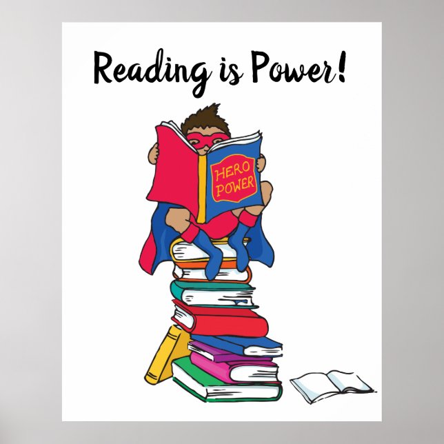 Poster La lecture est le super-héros du pouvoir, un garço (Devant)