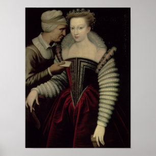 Poster La lettre d'amour, une dame avec sa bonne
