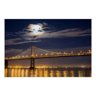 Poster La lever de la lune ce soir au-dessus du pont de