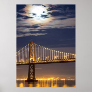Poster La lever de la lune ce soir au-dessus du pont de