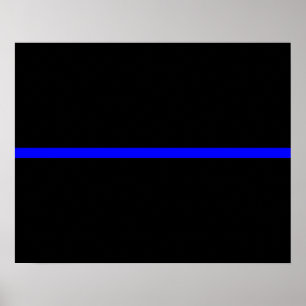 Poster La Ligne Bleue Mince Symbolique sur Noir Solide