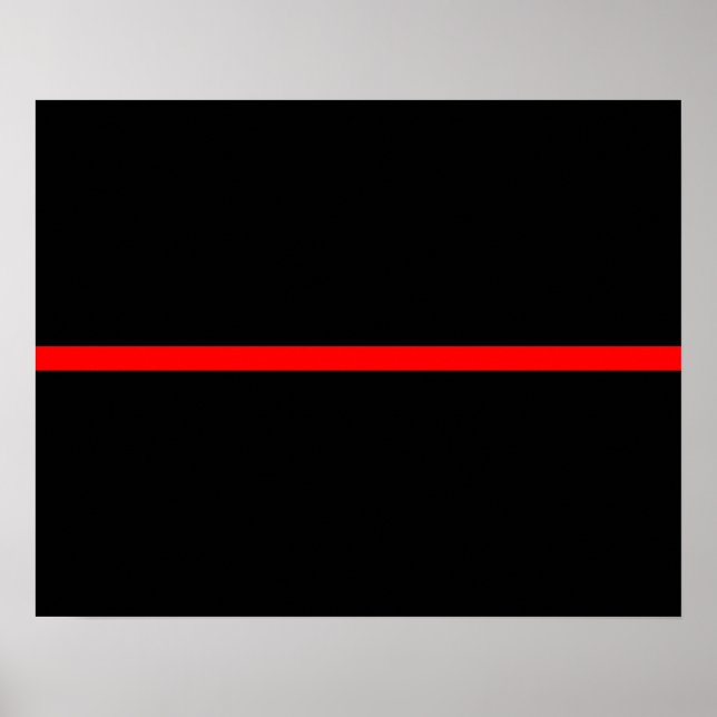 Poster La ligne rouge mince symbolique sur le noir solide (Devant)