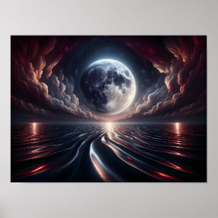 Poster La Lune surplombant l'océan