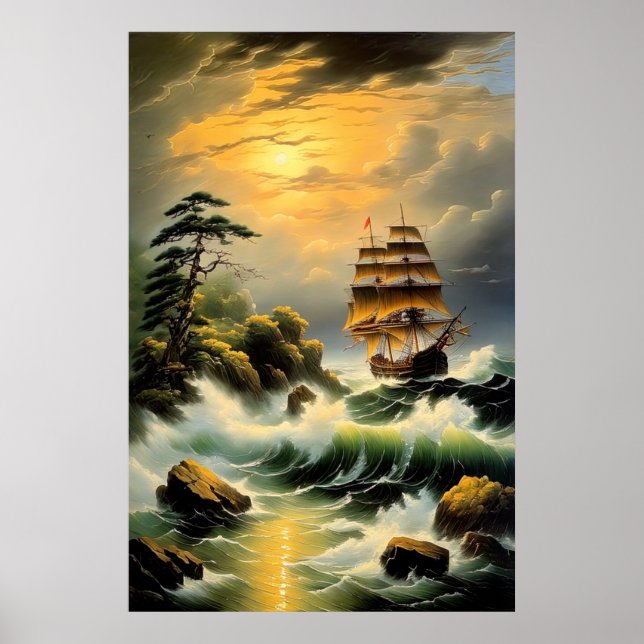 Poster La lutte du navire à travers les mers agitées (Devant)