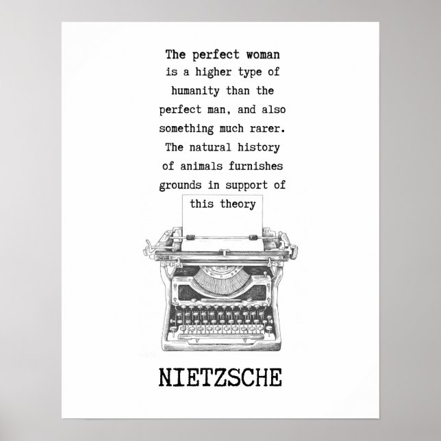 Poster La machine à écrire PARFAITE FEMME cite Nietzsche (Devant)