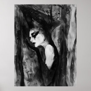 Poster LA MAGE Portrait de cuisine Abstraite en noir et b