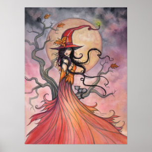 Poster La magie d'automne La sorcière d'Halloween et l'ar