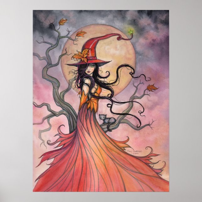 Poster La magie d'automne La sorcière d'Halloween et l'ar (Devant)