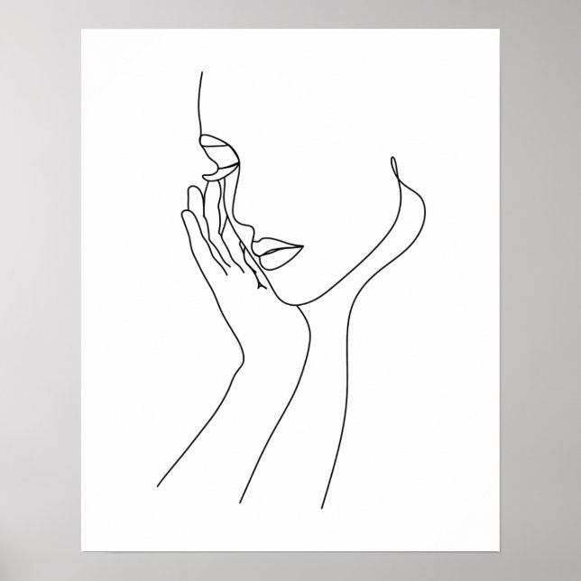 Poster La main Abstraite de la femme sur le visage art (Devant)