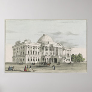 Poster La Maison Blanche, Capitole à Washington Lithograp
