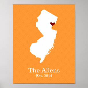 Poster La maison est où votre coeur est - New Jersey
