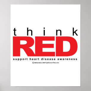 Poster La maladie cardiaque PENSENT le rouge