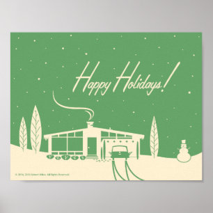 Poster La moitié du siècle bonnes fêtes Snowscene-Verte