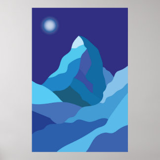 Poster La montagne du Cervin. Nuit d'hiver