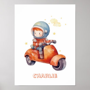 Poster La moto de Little Astronaut personnalisable