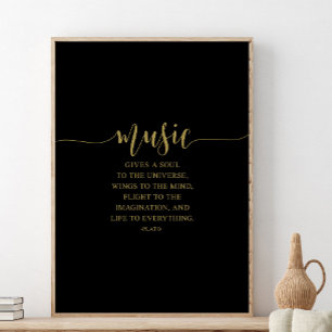 Poster La Musique Donne Une Âme À L'Univers, Citation Pla