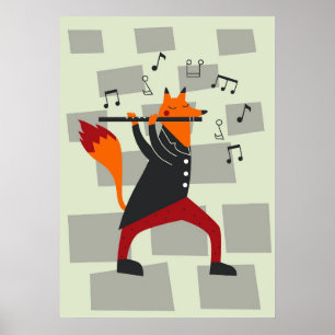 Poster La Musique Est Un Renard Et Une Flûte