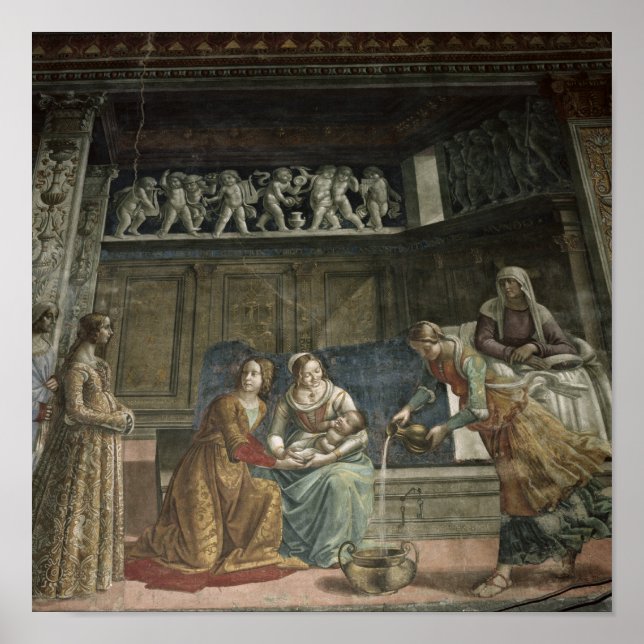 Poster La naissance de la Vierge, 1485-1490 (Devant)