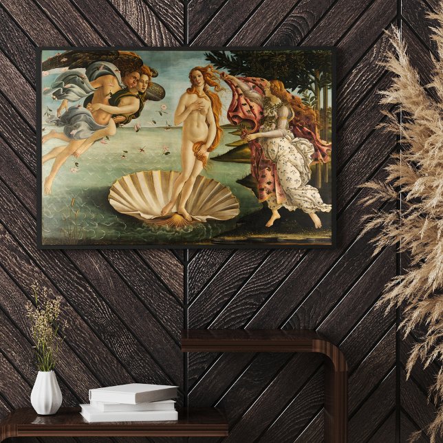 Poster La naissance de Vénus de Sandro Botticelli (1485-1 (Step into the enchanting world of Sandro Botticelli's renowned masterpiece, "The Birth of Venus" )