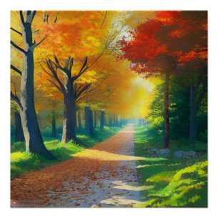 Poster La nature Les arbres d'automne dans la forêt