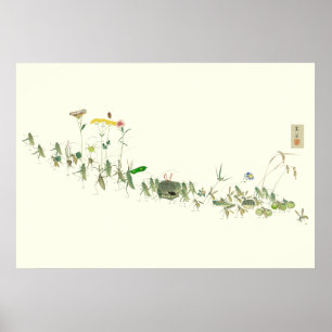 Poster La nature Vintage des insectes japonais joyeux