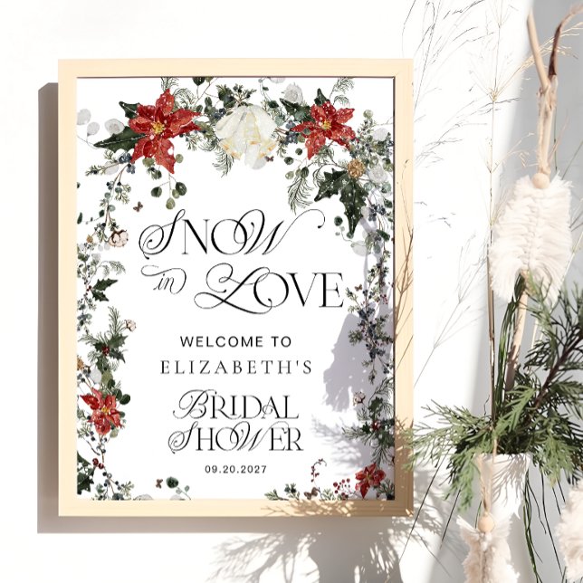 Poster La neige en amour Fête des mariées d'hiver Bienven (Créateur téléchargé)
