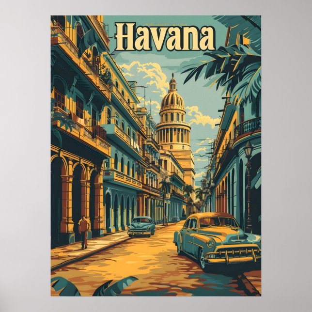 Poster La nostalgie de La Havane : Voitures anciennes dan (Devant)