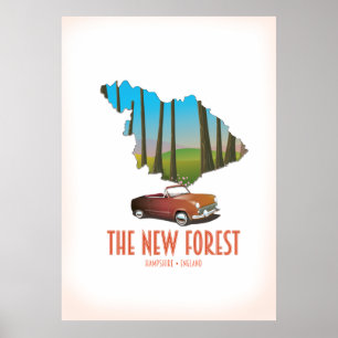 Poster La nouvelle carte de la forêt Hampshire Angleterre