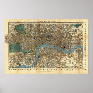 Poster La nouvelle carte de Londres de Smith 1860