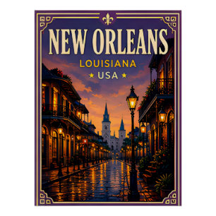Poster 🎷 La Nouvelle-Orléans Louisiane Quartier Français